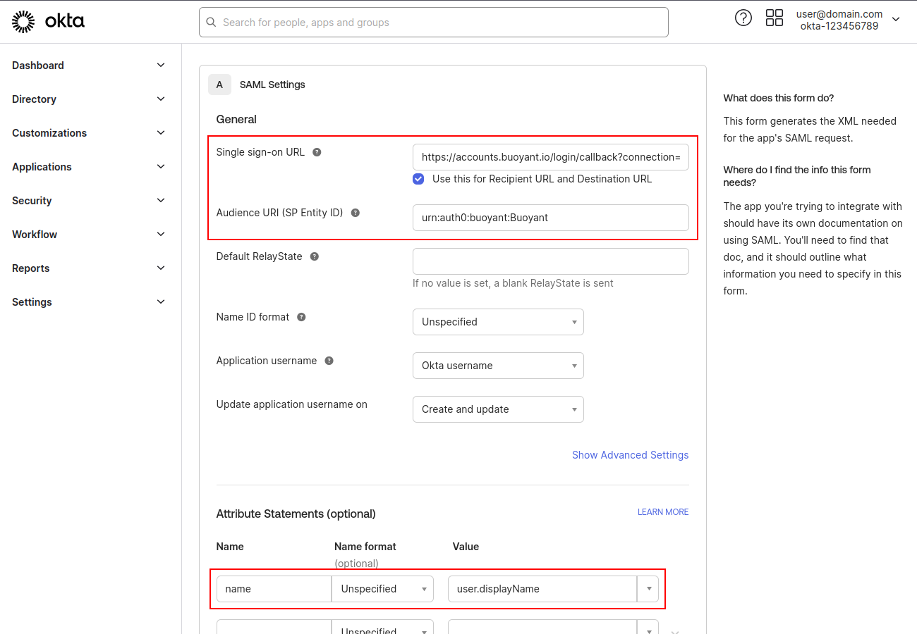 Okta configuration