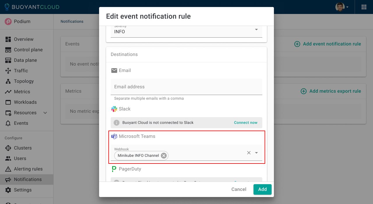 Add notification rule